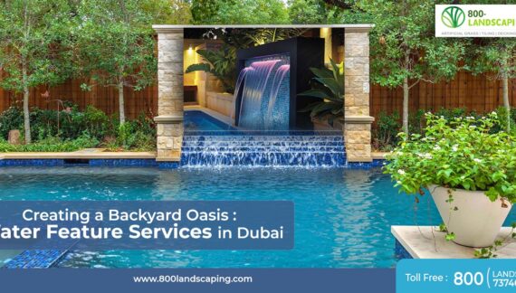 Beautiful backyard water feature designed and installed by 800 Landscaping in Dubai.